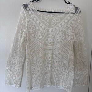 Breeze ever floral lace embroidered swim cover up size small resort